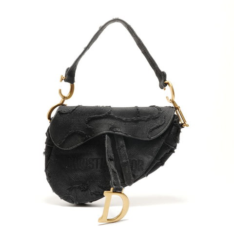Christian Dior Saddlebag camouflage embroidery Shoulder Bag black WS28914