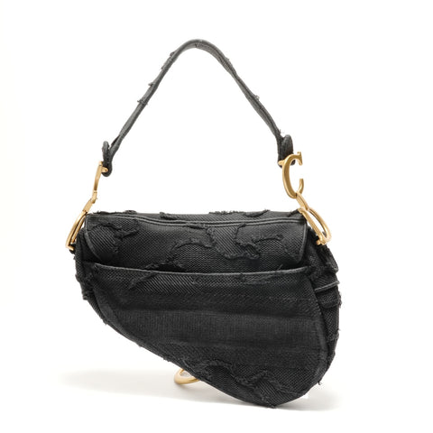 Christian Dior Saddlebag camouflage embroidery Shoulder Bag black WS28914