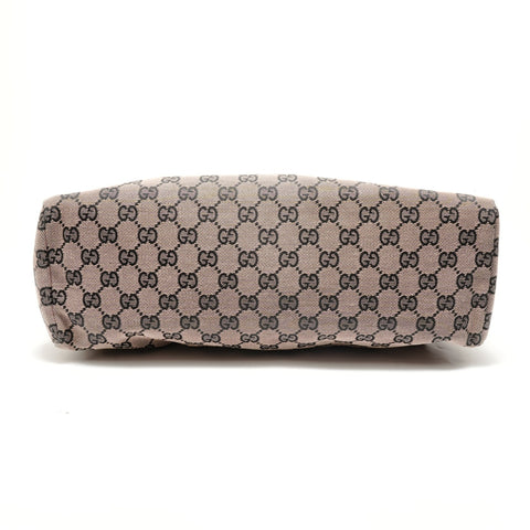 GUCCI GG canvas wood handle Handbag Brown WS28917