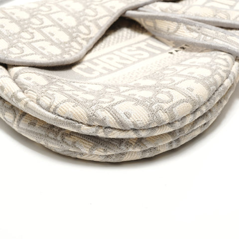 Christian Dior Oblique Embroidered Diary Canvas Saddlebag Shoulder Bag gray WS28919