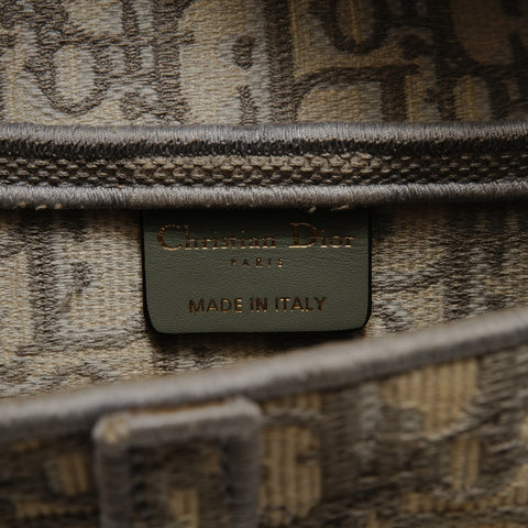 Christian Dior Oblique Embroidered Diary Canvas Saddlebag Shoulder Bag gray WS28919