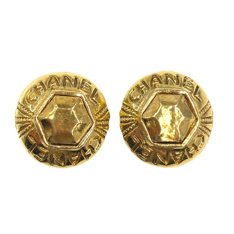 Chanel CHANEL logo round earrings gold WS2892