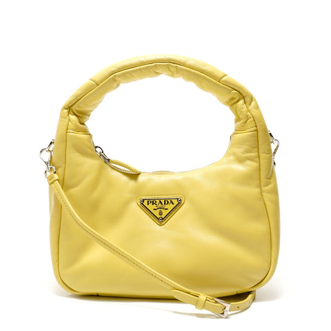 PRADA 2-way Padded Mini Soft Nappa Leather Shoulder Bag yellow WS28922