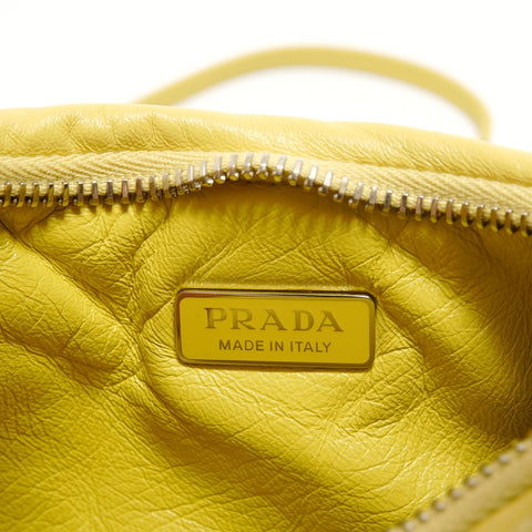 PRADA 2-way Padded Mini Soft Nappa Leather Shoulder Bag yellow WS28922