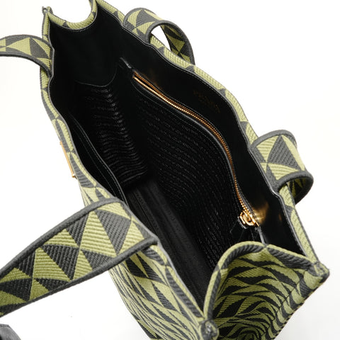 PRADA Embroidery fabric Tote Bag green WS28927