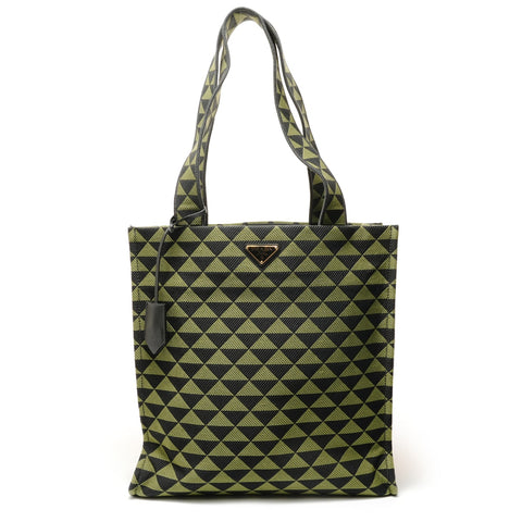 PRADA Embroidery fabric Tote Bag green WS28927