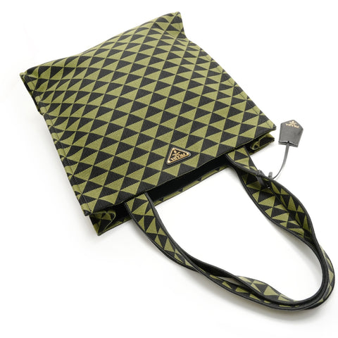 PRADA Embroidery fabric Tote Bag green WS28927