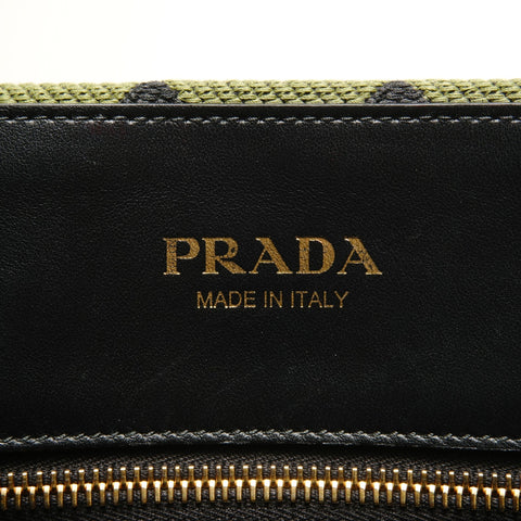 PRADA Embroidery fabric Tote Bag green WS28927