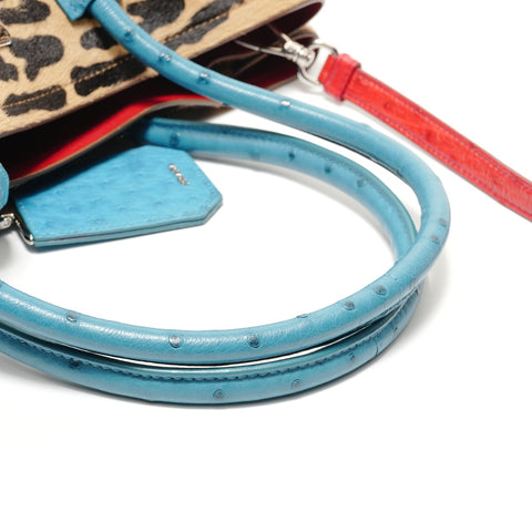 PRADA Leopard Haircalf Ostrich 2-Way Bag Handbag Brown WS28931
