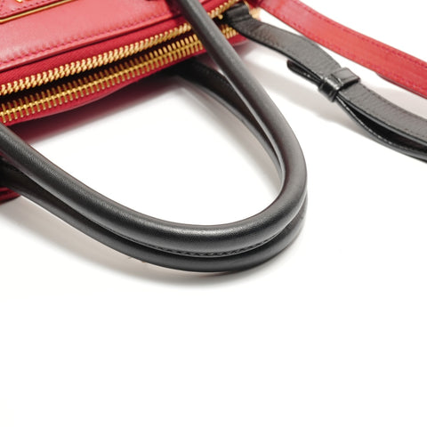PRADA Soft calf leather, two-tone, 2-way bag Handbag Red WS28932