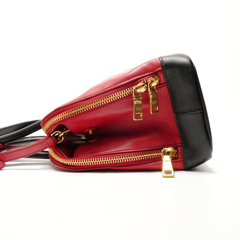 PRADA Soft calf leather, two-tone, 2-way bag Handbag Red WS28932