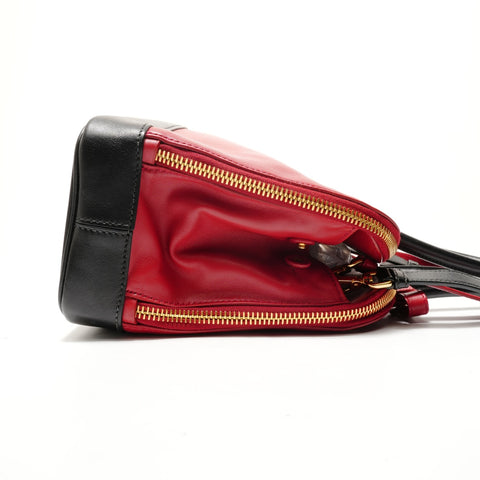 PRADA Soft calf leather, two-tone, 2-way bag Handbag Red WS28932