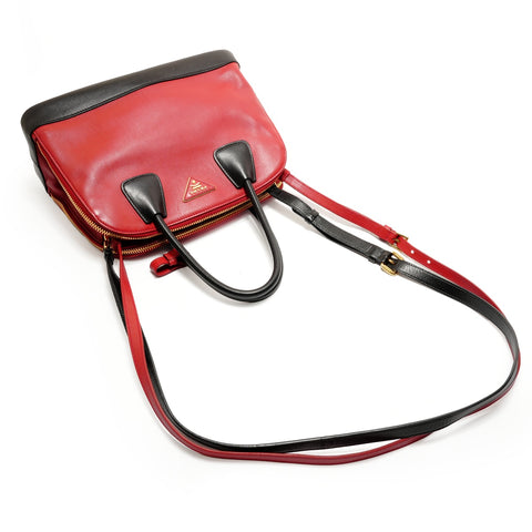 PRADA Soft calf leather, two-tone, 2-way bag Handbag Red WS28932