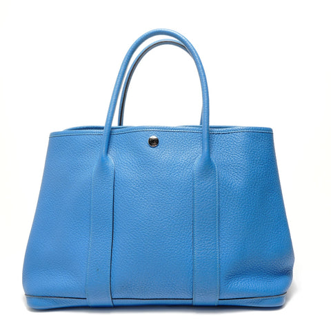 HERMES □P stamp, 2012 Garden Party Vache Country Blue Royal Tote Bag blue WS28938