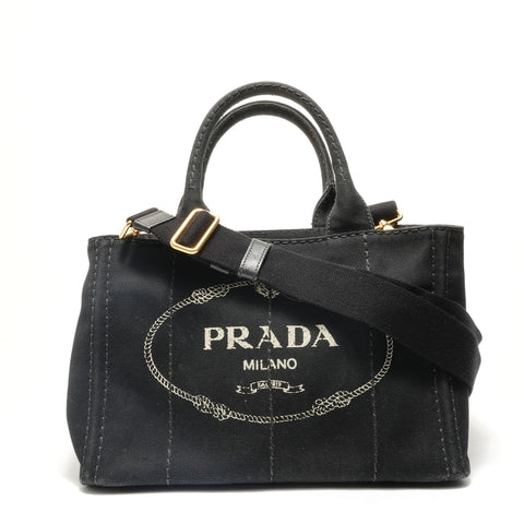 PRADA Canapa SS 2WAY Handbag black WS28939