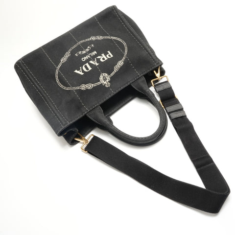 PRADA Canapa SS 2WAY Handbag black WS28939