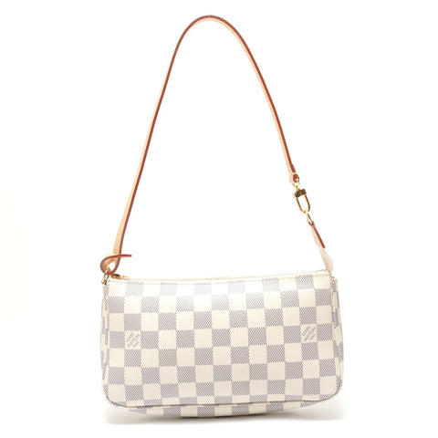LOUIS VUITTON Azur Damier Pochette Accessoires, made in 2012. Shoulder Bag white WS28940