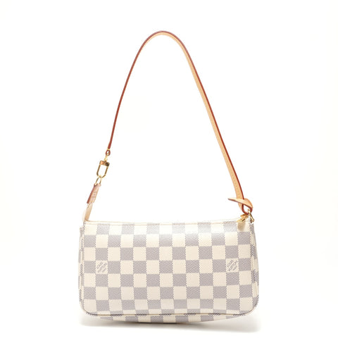 LOUIS VUITTON Azur Damier Pochette Accessoires, made in 2012. Shoulder Bag white WS28940