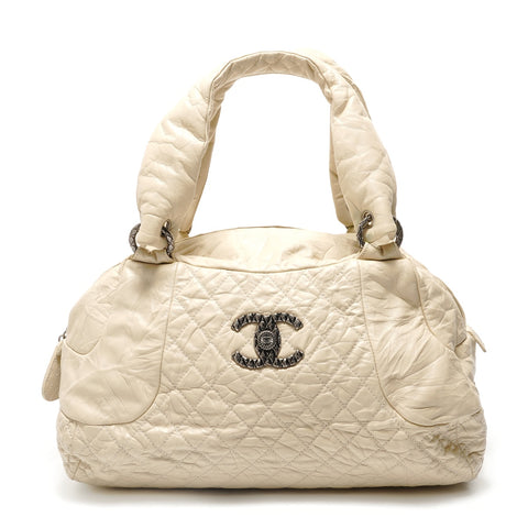 CHANEL Item No. 13, 2006-2007, Leather Quilted, COCO Mark Shoulder Bag beige WS28945