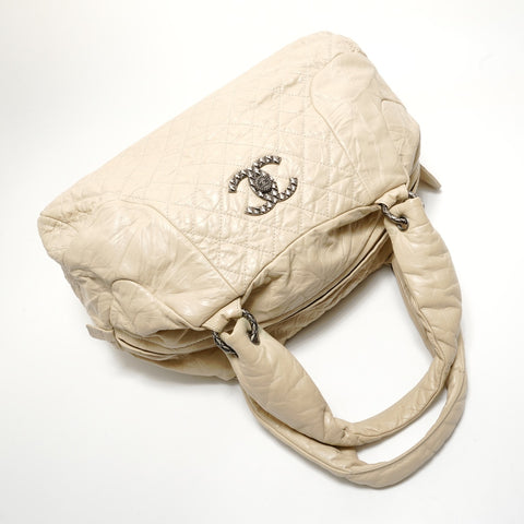 CHANEL Item No. 13, 2006-2007, Leather Quilted, COCO Mark Shoulder Bag beige WS28945