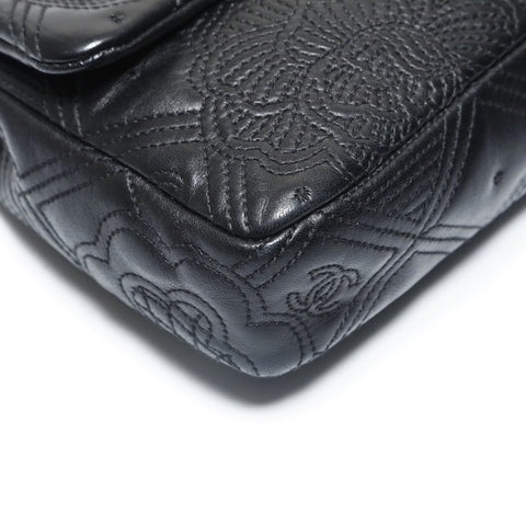 CHANEL Camellia Chain Shoulder Lamb Shoulder Bag black WS28947