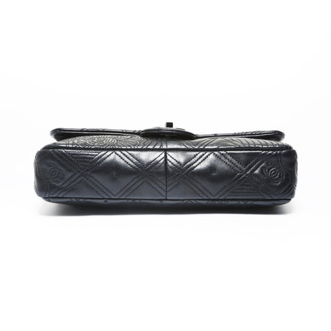 CHANEL Camellia Chain Shoulder Lamb Shoulder Bag black WS28947