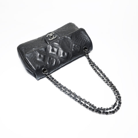CHANEL Camellia Chain Shoulder Lamb Shoulder Bag black WS28947