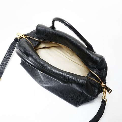 PRADA Vitello Daino Leather Duffle Bag 2-Way Shoulder Bag black WS28951