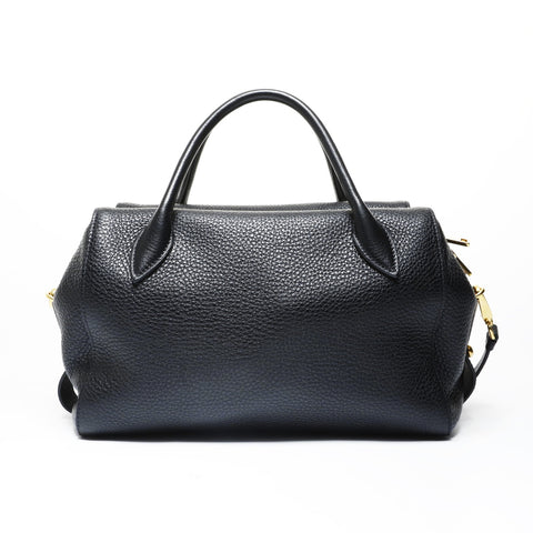 PRADA Vitello Daino Leather Duffle Bag 2-Way Shoulder Bag black WS28951
