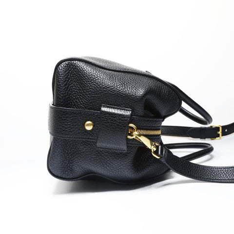 PRADA Vitello Daino Leather Duffle Bag 2-Way Shoulder Bag black WS28951
