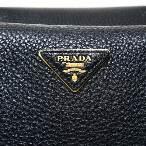 PRADA Vitello Daino Leather Duffle Bag 2-Way Shoulder Bag black WS28951