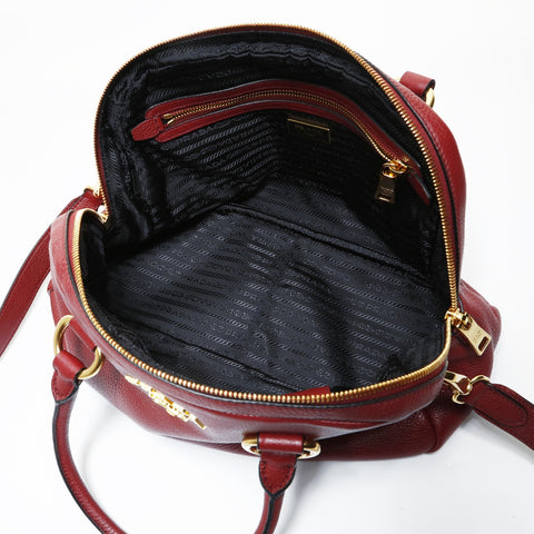 PRADA 2WAY Vitello Phoenix 1BB087 Shoulder Bag Red WS28952
