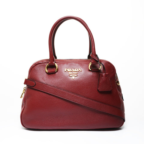PRADA 2WAY Vitello Phoenix 1BB087 Shoulder Bag Red WS28952