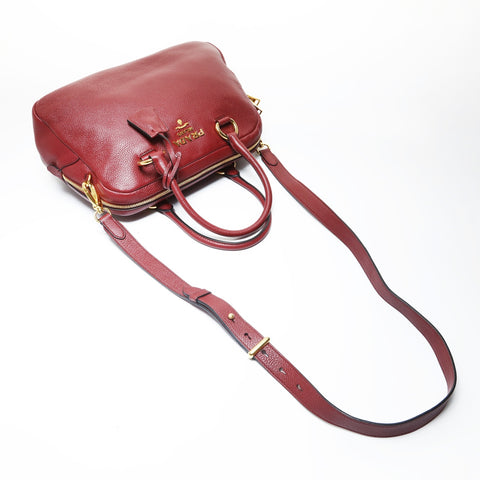 PRADA 2WAY Vitello Phoenix 1BB087 Shoulder Bag Red WS28952