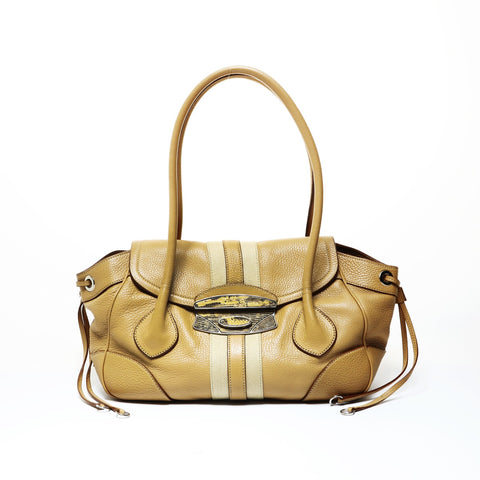 PRADA Python buckle tote bag, leather, LN09611 Shoulder Bag beige WS28953