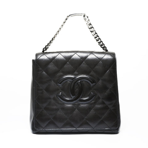 CHANEL Booth #4, 1992-1994, Large COCO Mark logo chain Handbag black WS28954