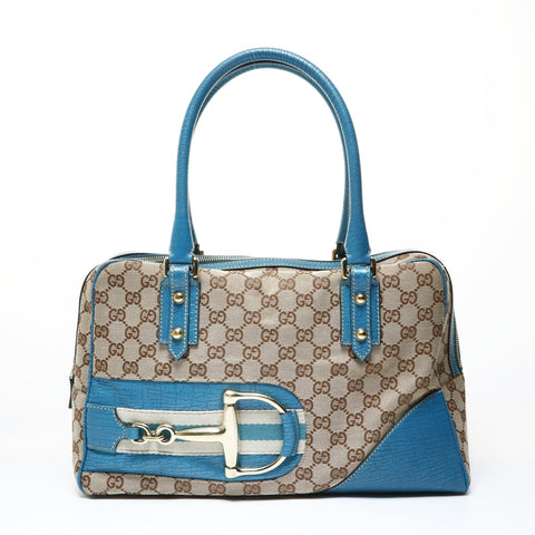 GUCCI Deca Horsebit GG Canvas Shoulder Bag Brown WS28957