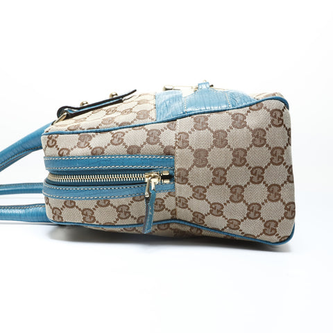 GUCCI Deca Horsebit GG Canvas Shoulder Bag Brown WS28957