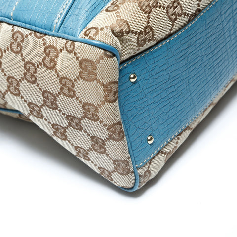 GUCCI Deca Horsebit GG Canvas Shoulder Bag Brown WS28957
