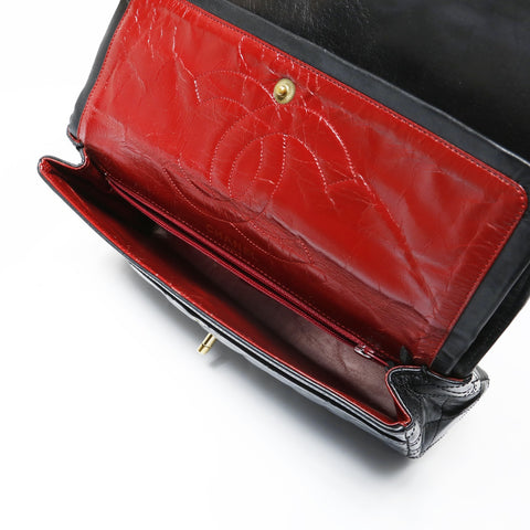 CHANEL Mattasse double flap Shoulder Bag black WS28958