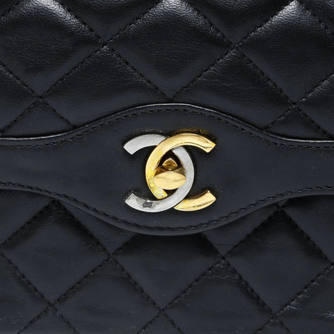 CHANEL Series 0, 1985-1986, Matelass Double Flap Shoulder Bag black WS28960