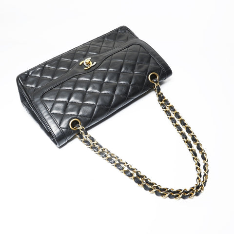 CHANEL Series 0, 1985-1986, Matelass Double Flap Shoulder Bag black WS28960