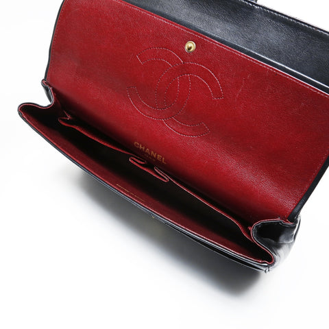 CHANEL Lambskin Matelass Double Flap Shoulder Bag black WS28961