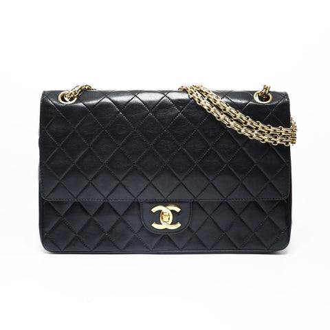 CHANEL Lambskin Matelass Double Flap Shoulder Bag black WS28961