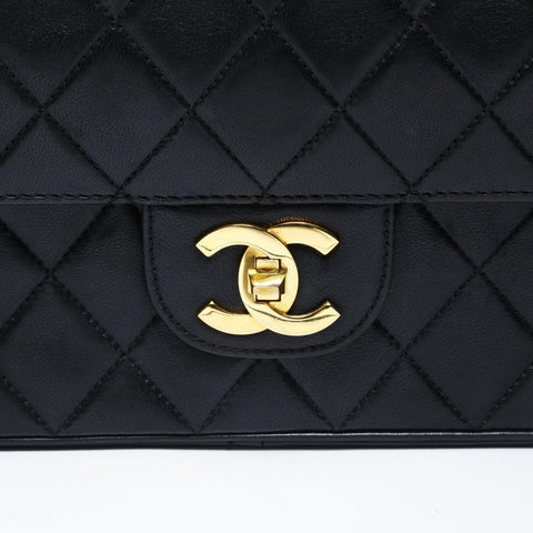 CHANEL Lambskin Matelass Double Flap Shoulder Bag black WS28961