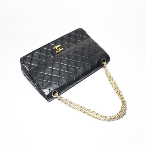 CHANEL Lambskin Matelass Double Flap Shoulder Bag black WS28961