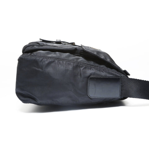 PRADA Nylon triangle logo Shoulder Bag black WS28962