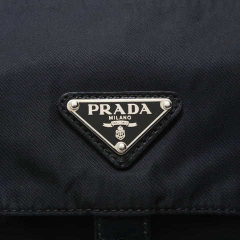 PRADA Nylon triangle logo Shoulder Bag black WS28962