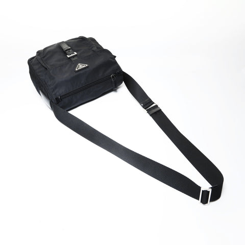PRADA Nylon triangle logo Shoulder Bag black WS28962