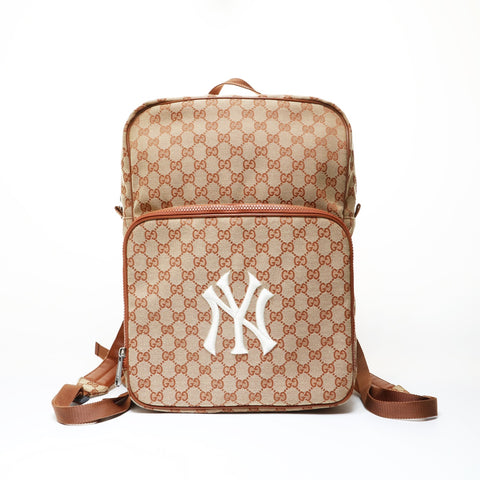 GUCCI GG Canvas x New York Yankees Backpack  Daypack Brown WS28963